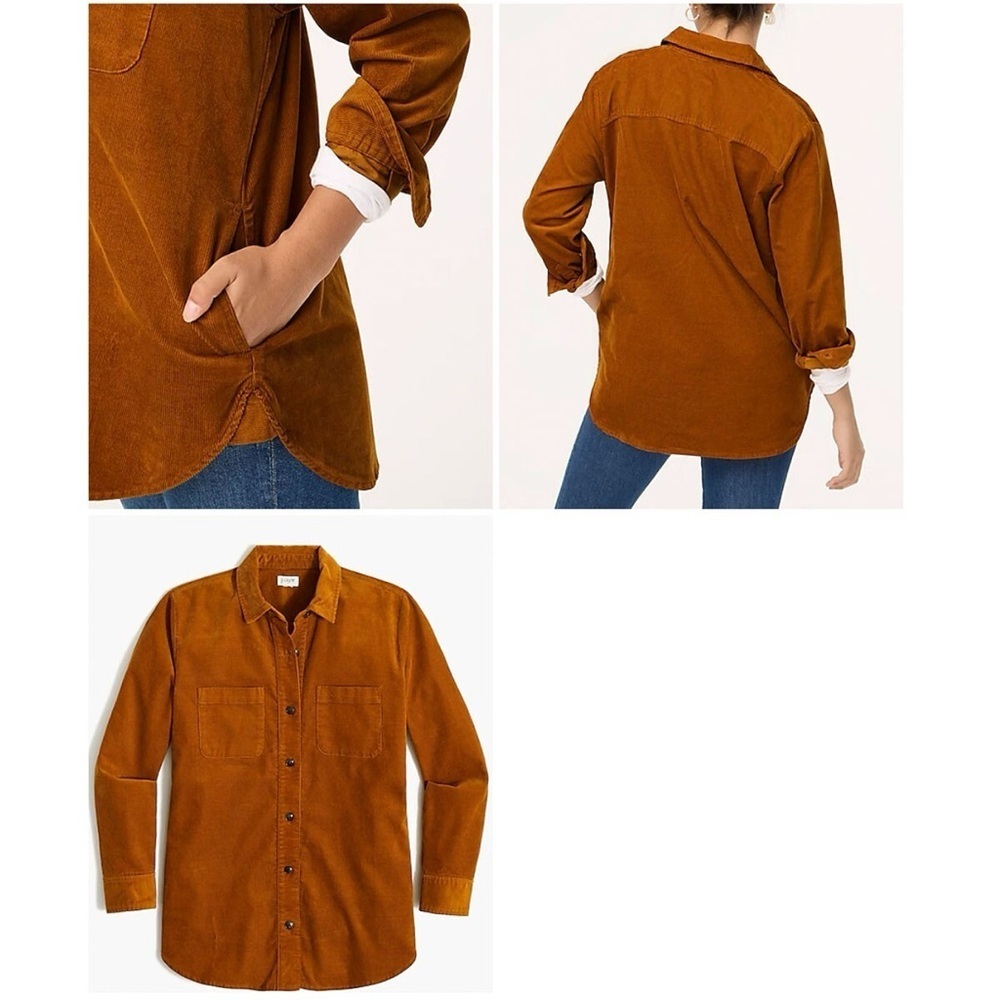 J.Crew Golden Brandy Corduroy Oversized Shirt Jacket Shacket Fall Sz S - Picture 2 of 7